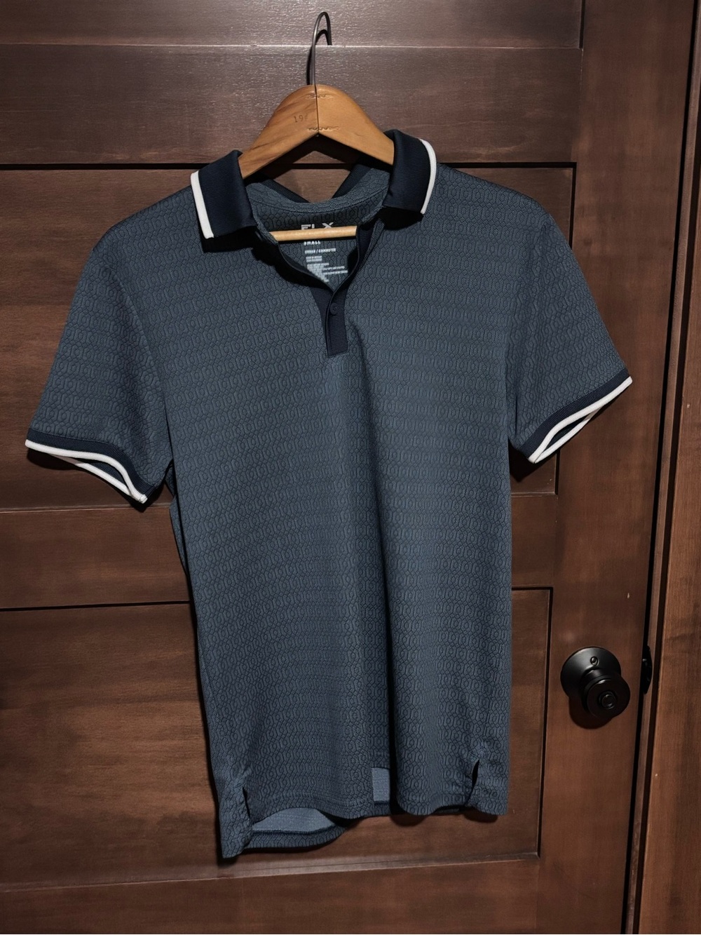 FLX Men's Navy Polo with White-Trim Collar